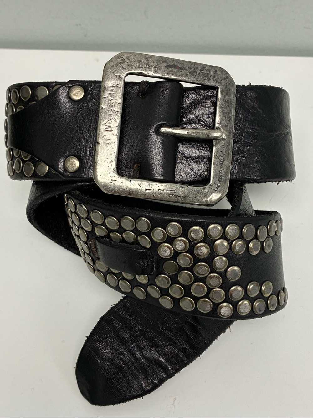 $398 Brand New John Varvatos Collection Studded Black Belt Size 34